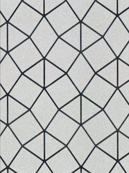 Brewster Albion Silver Geometric Wallpaper, 20.5-in by 33-ft