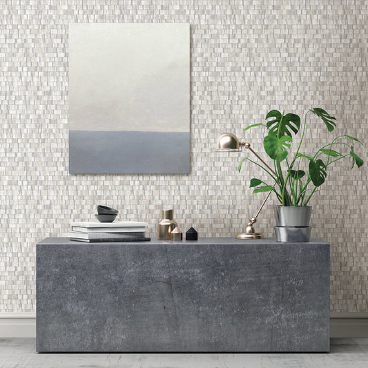 A-Street Prints Dobby Light Grey Geometric Wallpaper, 20.5-in by 33-ft