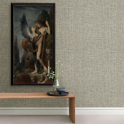 A-Street Prints Rattan Coffee Woven Wallpaper, 20.5-in by 33-ft