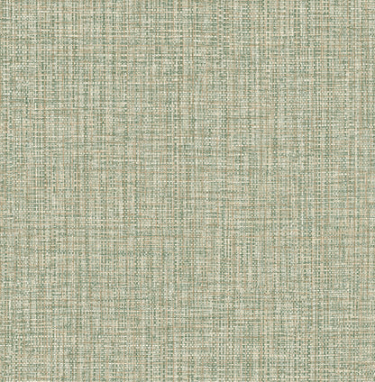 A-Street Prints Rattan Green Woven Wallpaper, 20.5-in by 33-ft