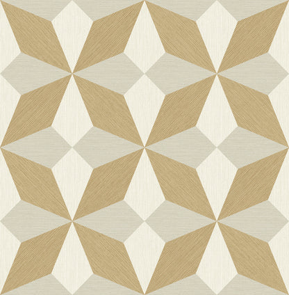 A-Street Prints Valiant Beige Faux Grasscloth Geometric Wallpaper, 20.5-in by 33-ft