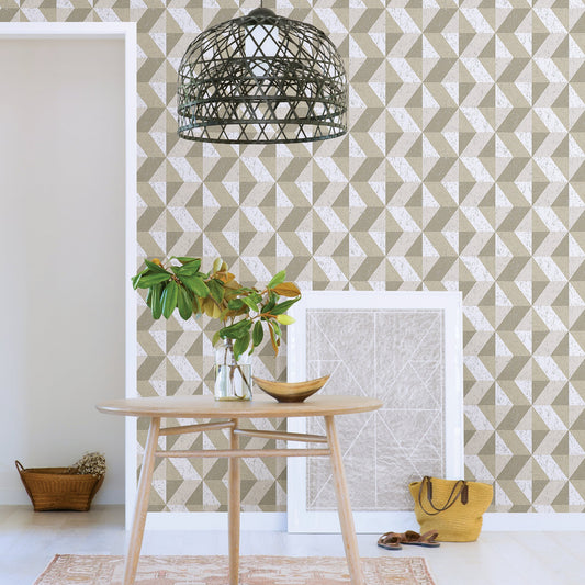 A-Street Prints Cerium Neutral Concrete Geometric Wallpaper, 20.5-in by 33-ft