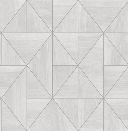 A-Street Prints Cheverny Light Grey Geometric Wood Wallpaper, 20.5-in by 33-ft