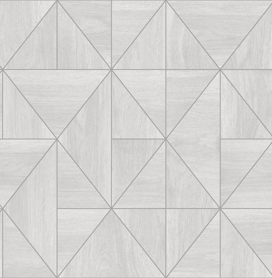 A-Street Prints Cheverny Light Grey Geometric Wood Wallpaper, 20.5-in by 33-ft