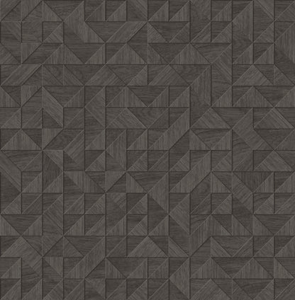 A-Street Prints Gallerie Dark Brown Geometric Wood Wallpaper, 20.5-in by 33-ft