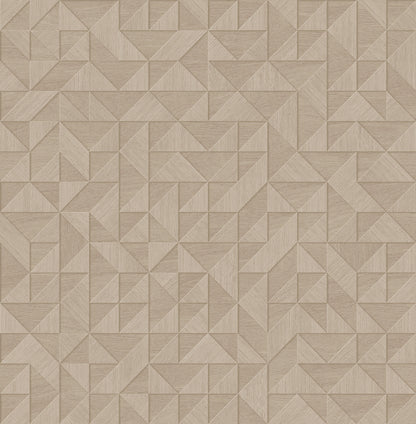 A-Street Prints Gallerie Beige Geometric Wood Wallpaper, 20.5-in by 33-ft