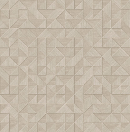 A-Street Prints Gallerie Cream Geometric Wood Wallpaper, 20.5-in by 33-ft