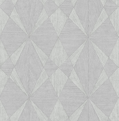 A-Street Prints Intrinsic Silver Geometric Wood Wallpaper, 20.5-in by 33-ft