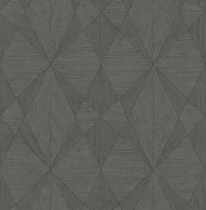 A-Street Prints Intrinsic Dark Grey Geometric Wood Wallpaper, 20.5-in by 33-ft