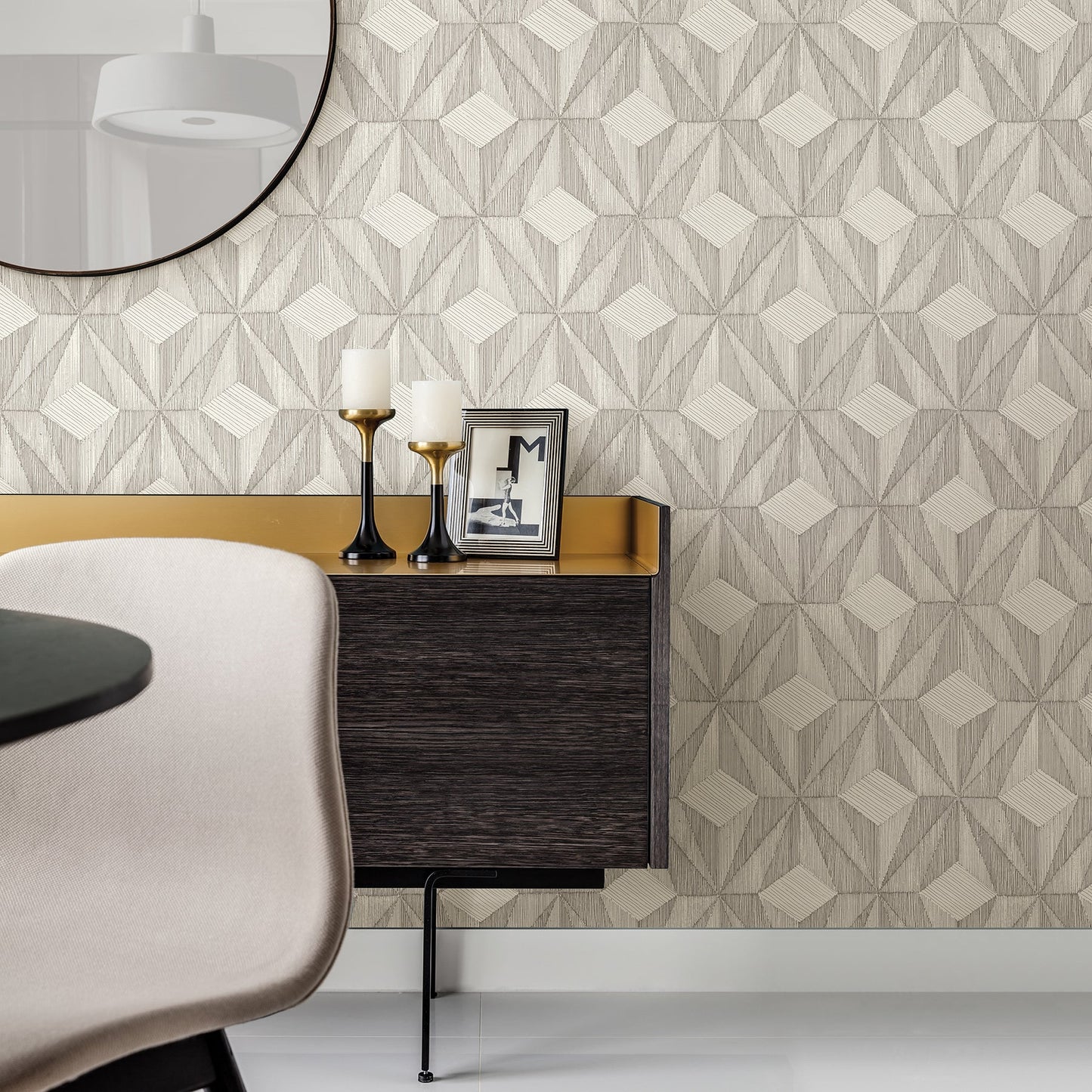 A-Street Prints Paragon Silver Geometric Wallpaper, 21-in by 33-ft