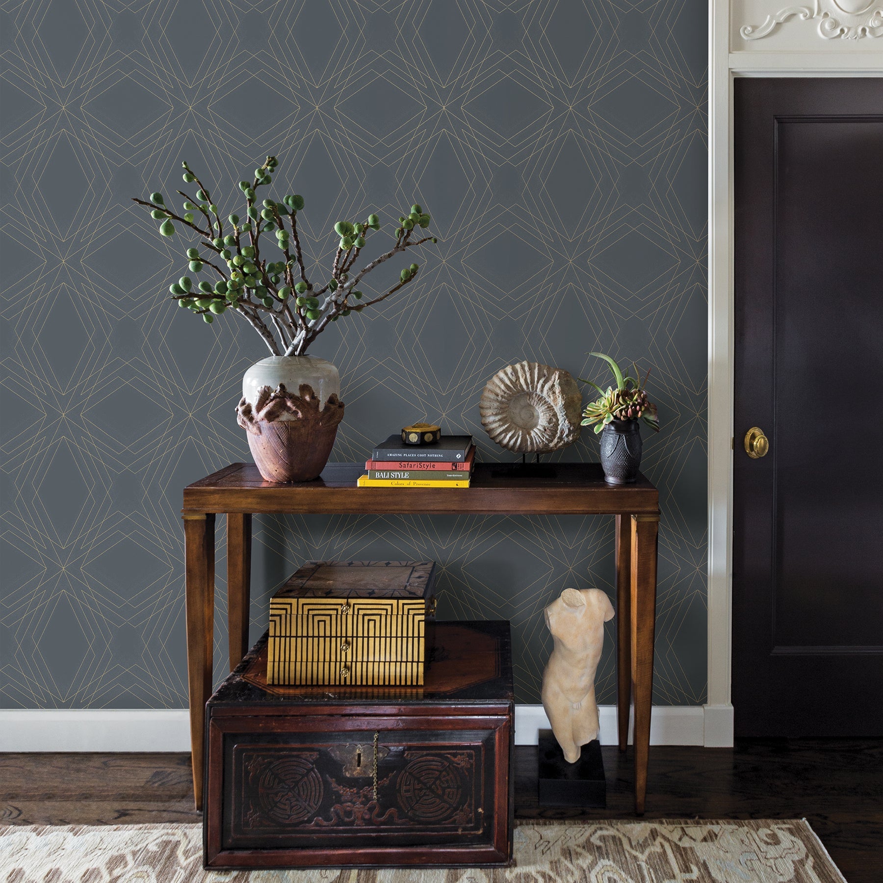 A-Street Prints Relativity Charcoal Geometric Wallpaper, 21-in by 33-ft