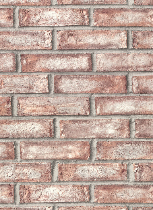 Warner Appleton Maroon Faux Weathered Brick Wallpaper, 27-in by 27-ft