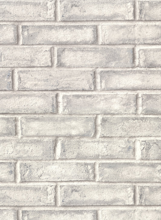 Warner Appleton Grey Faux Weathered Brick Wallpaper, 27-in by 27-ft