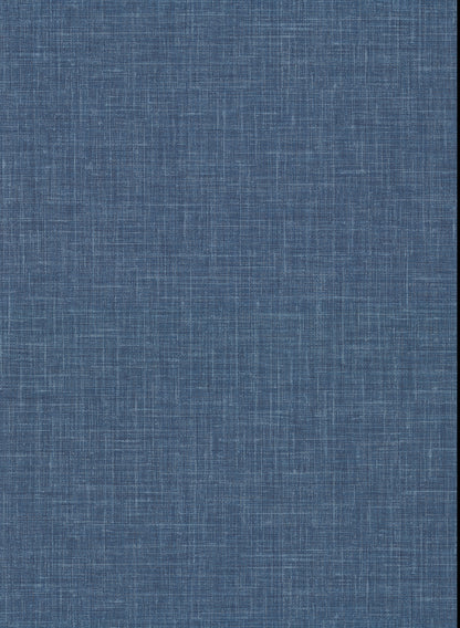 Warner Upton Indigo Faux Linen Wallpaper, 27-in by 27-ft