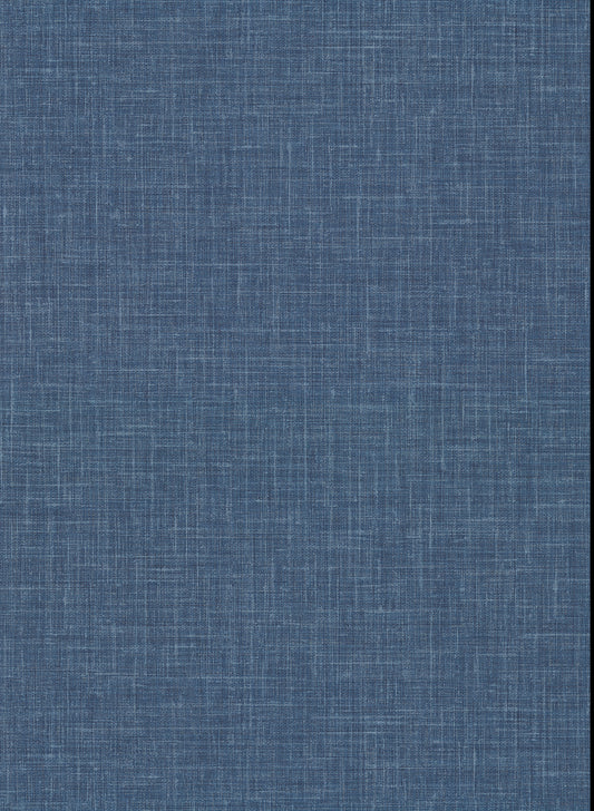 Warner Upton Indigo Faux Linen Wallpaper, 27-in by 27-ft