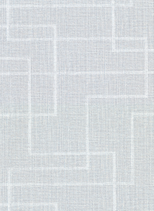 Warner Clarendon Sky Blue Geometric Faux Grasscloth Wallpaper, 27-in by 27-ft