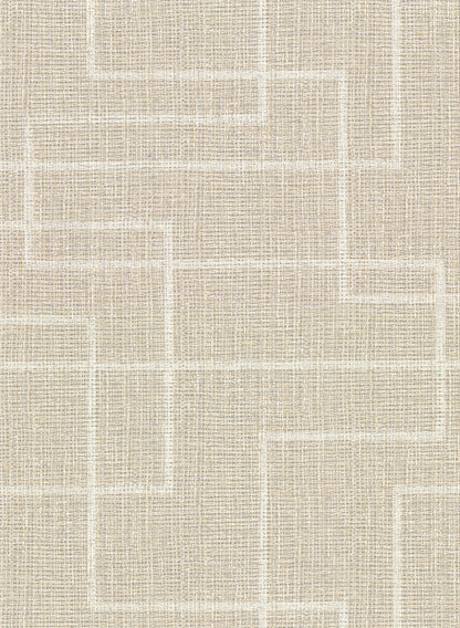 Warner Clarendon Wheat Geometric Faux Grasscloth Wallpaper, 27-in by 27-ft