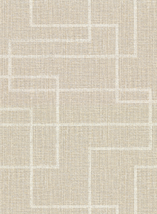 Warner Clarendon Wheat Geometric Faux Grasscloth Wallpaper, 27-in by 27-ft