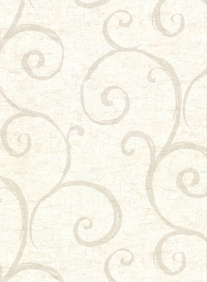 Warner Newbury Cream Geometric Faux Plaster Wallpaper, 27-in by 27-ft