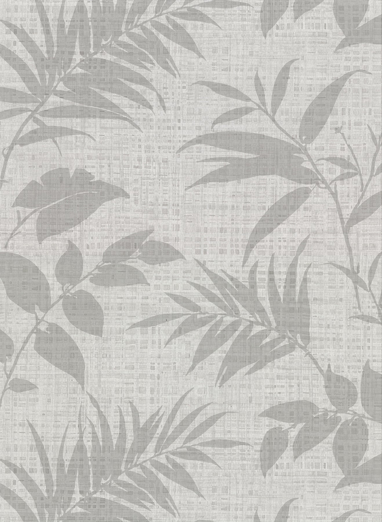 Warner Chandler Light Grey Botanical Faux Grasscloth Wallpaper, 27-in by 27-ft