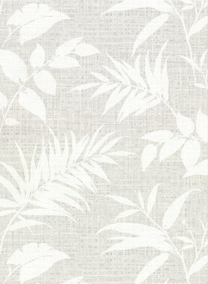 Warner Chandler Grey Botanical Faux Grasscloth Wallpaper, 27-in by 27-ft