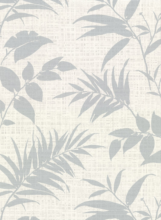 Warner Chandler Off White Botanical Faux Grasscloth Wallpaper, 27-in by 27-ft