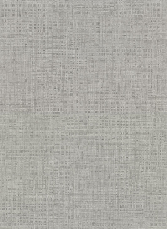 Warner Montgomery Pewter Faux Grasscloth Wallpaper, 27-in by 27-ft