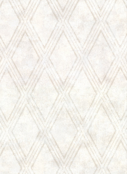 Warner Dartmouth Cream Faux Plaster Geometric Wallpaper, 27-in by 27-ft