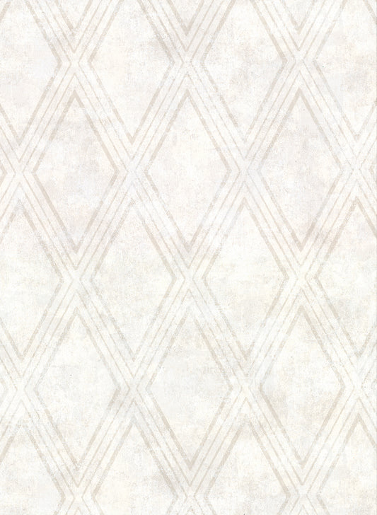 Warner Dartmouth Cream Faux Plaster Geometric Wallpaper, 27-in by 27-ft