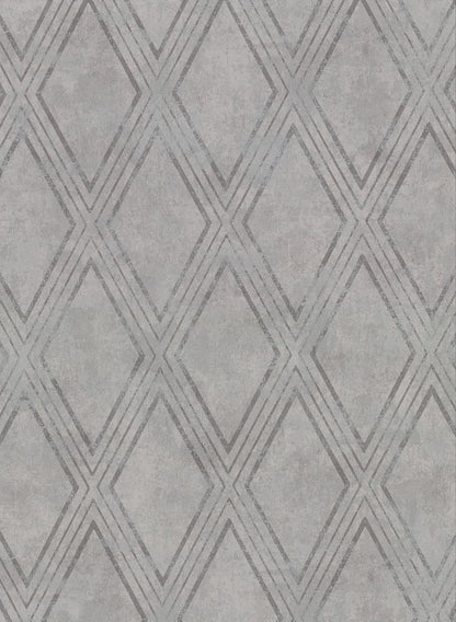 Warner Dartmouth Grey Faux Plaster Geometric Wallpaper, 27-in by 27-ft