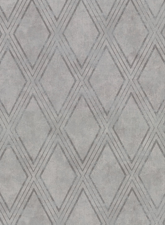 Warner Dartmouth Grey Faux Plaster Geometric Wallpaper, 27-in by 27-ft