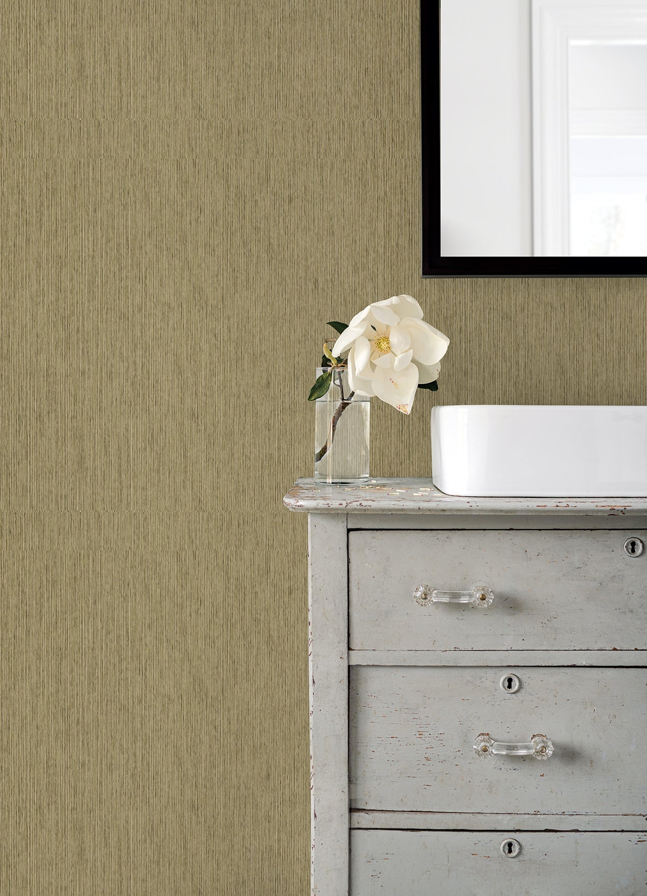 A-Street Prints Meihui Sage Paper Weave Wallpaper, 36-in by 24-ft