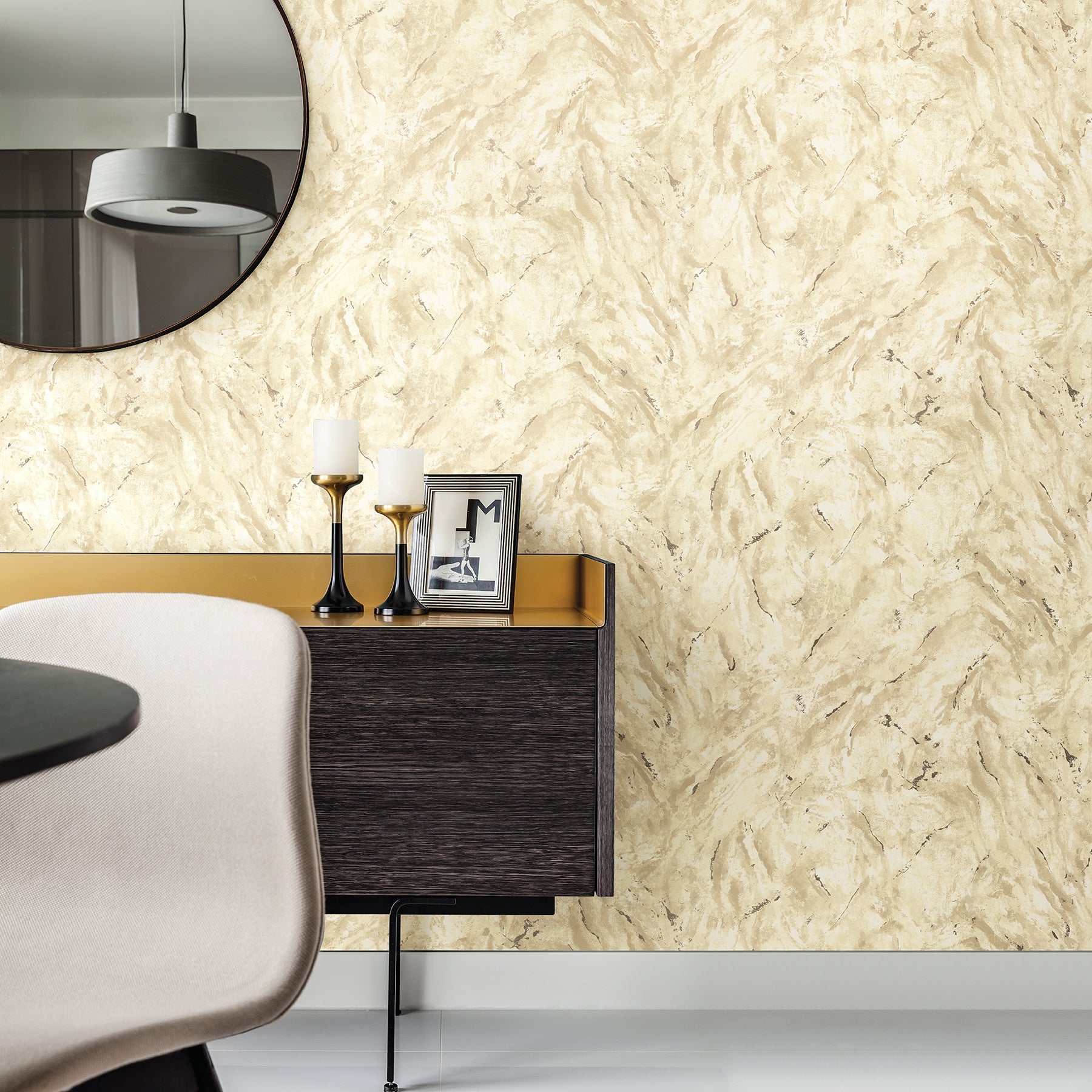 Brewster Titania Gold Marble Texture Wallpaper, 27.5-in by 33-ft