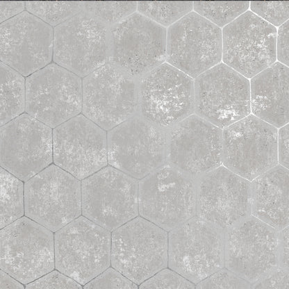 Brewster Starling Grey Honeycomb Wallpaper, 27.5-in by 33-ft