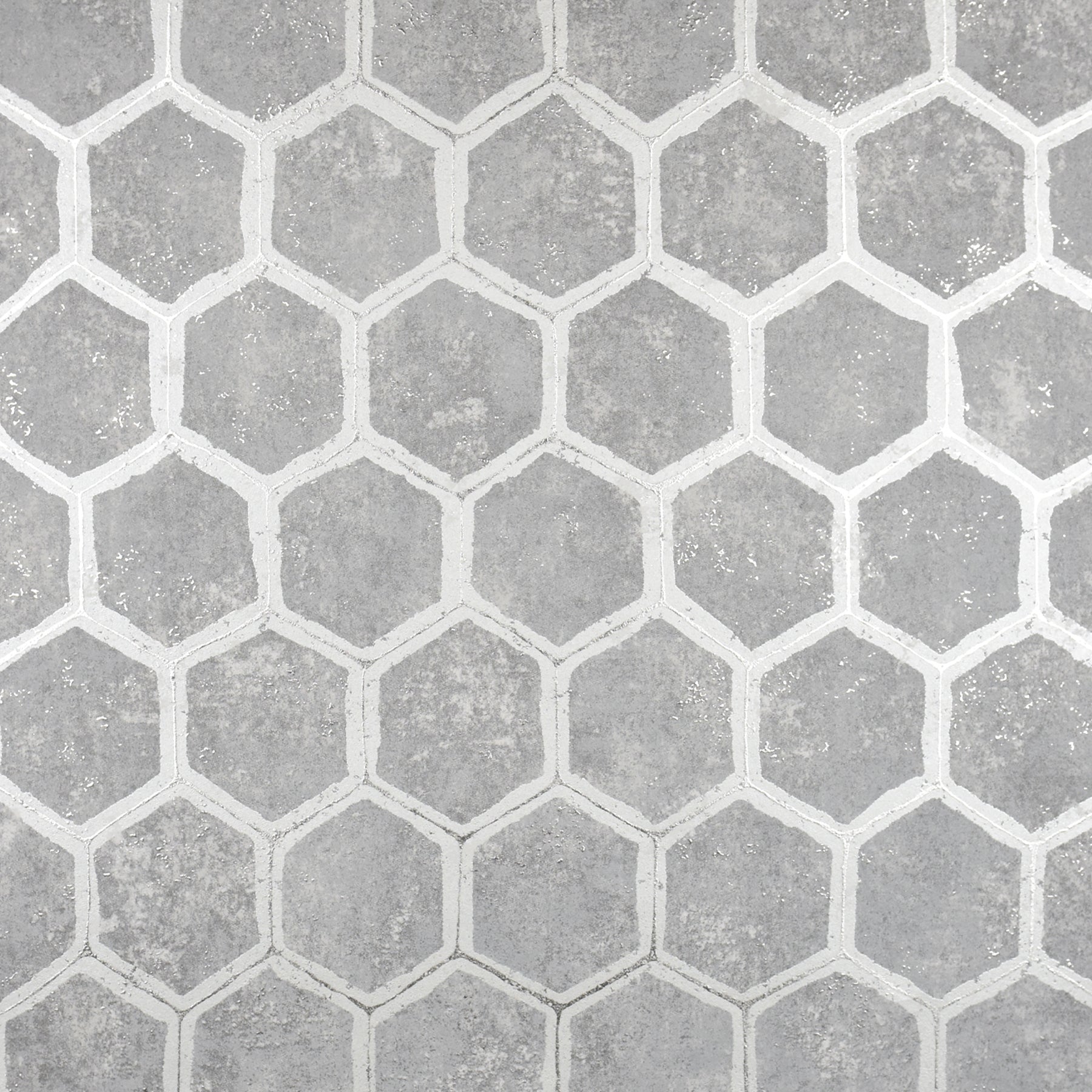 Brewster Starling Pewter Honeycomb Wallpaper, 27.5-in by 33-ft