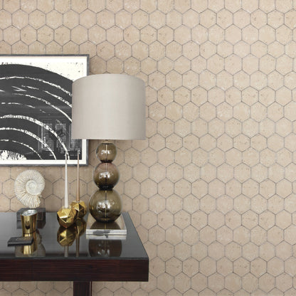 Brewster Starling Copper Honeycomb Wallpaper, 27.5-in by 33-ft