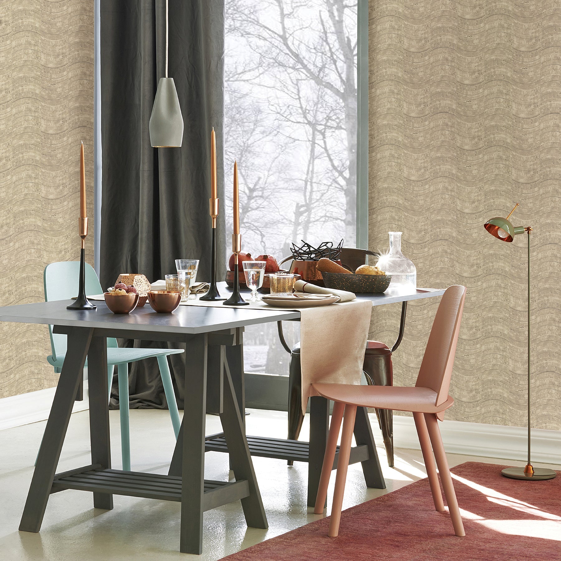 Brewster Hydra Taupe Geometric Wallpaper, 21-in by 33-ft