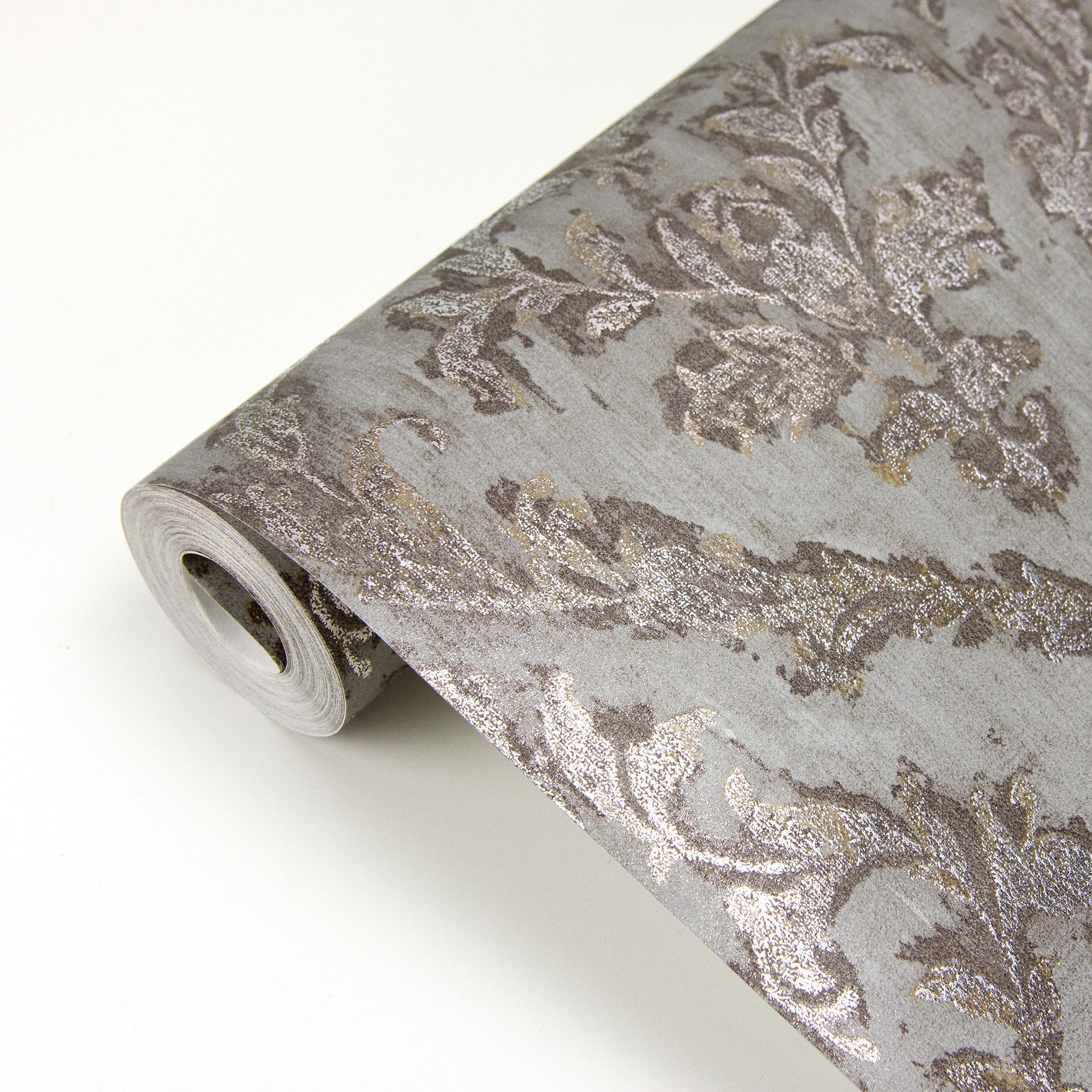 Brewster Lyra Bronze Damask Wallpaper, 21-in by 33-ft