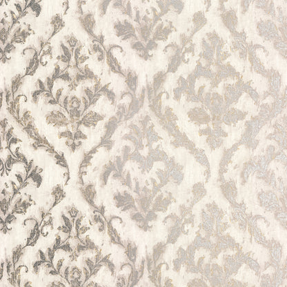 Brewster Lyra Light Grey Damask Wallpaper, 21-in by 33-ft