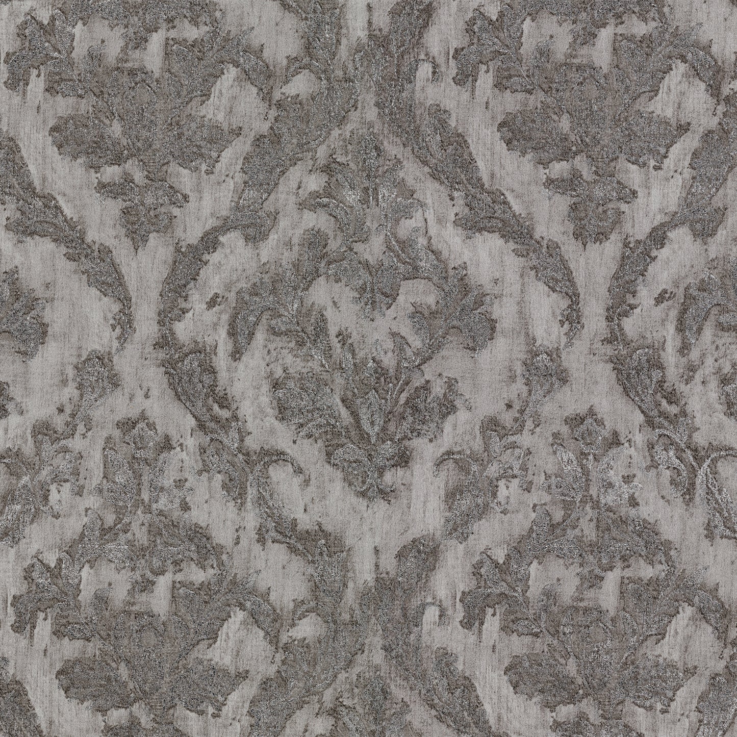 Brewster Lyra Pewter Damask Wallpaper, 21-in by 33-ft