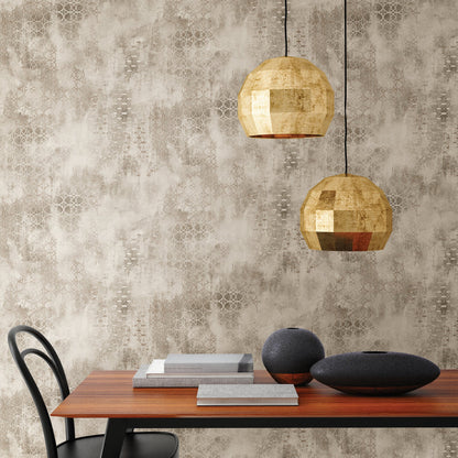 Brewster Fornax Brass Geometric Wallpaper, 21-in by 33-ft