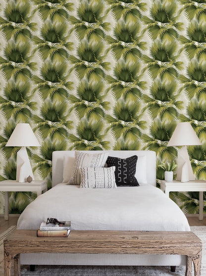 A-Street Prints Summer Palm Green Tropical Wallpaper, 27-in by 27-ft