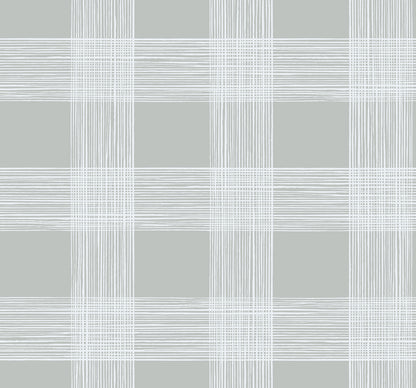 A-Street Prints Scarborough Grey Striated Plaid Wallpaper, 27-in by 27-ft