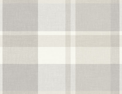 A-Street Prints Madaket Light Grey Plaid Wallpaper, 27-in by 27-ft