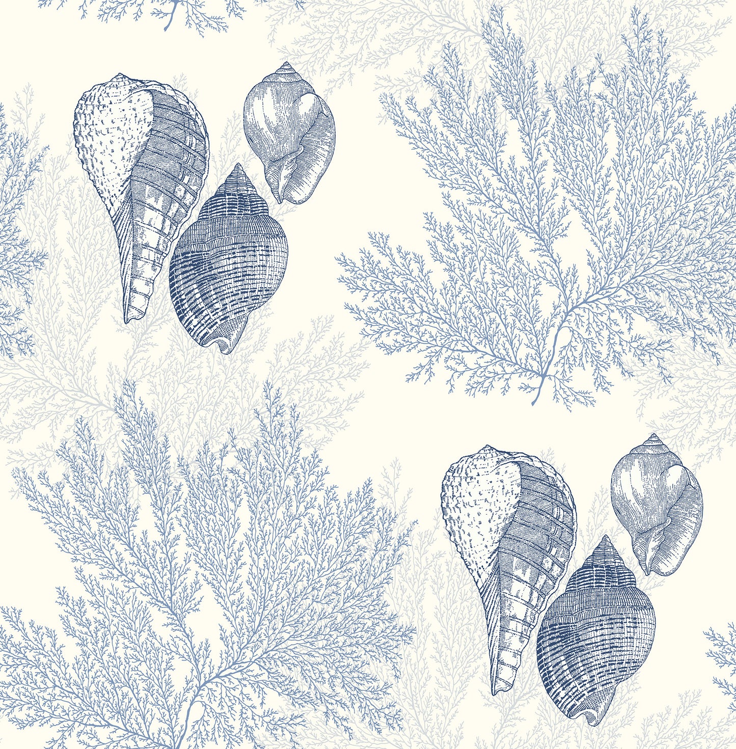 A-Street Prints Nauset Blue Seashell Shores Wallpaper, 20.5-in by 33-ft