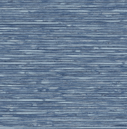 A-Street Prints Bellport Denim Wooden Slat Wallpaper, 20.5-in by 33-ft