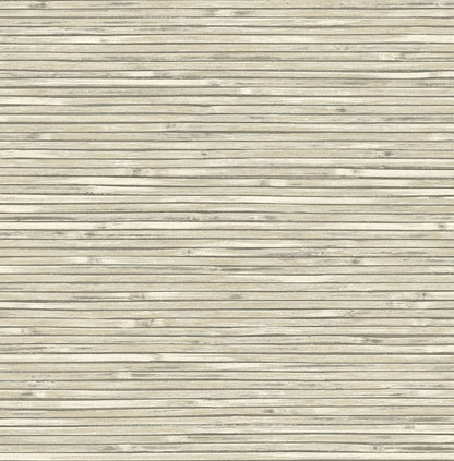 A-Street Prints Bellport Ivory Wooden Slat Wallpaper, 20.5-in by 33-ft