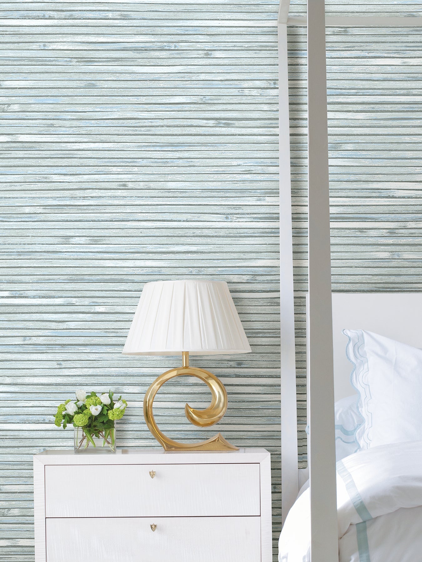 A-Street Prints Bellport Sky Blue Wooden Slat Wallpaper, 20.5-in by 33-ft