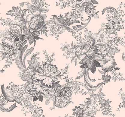 A-Street Prints Carmel Blush Baroque Florals Wallpaper, 27-in by 27-ft