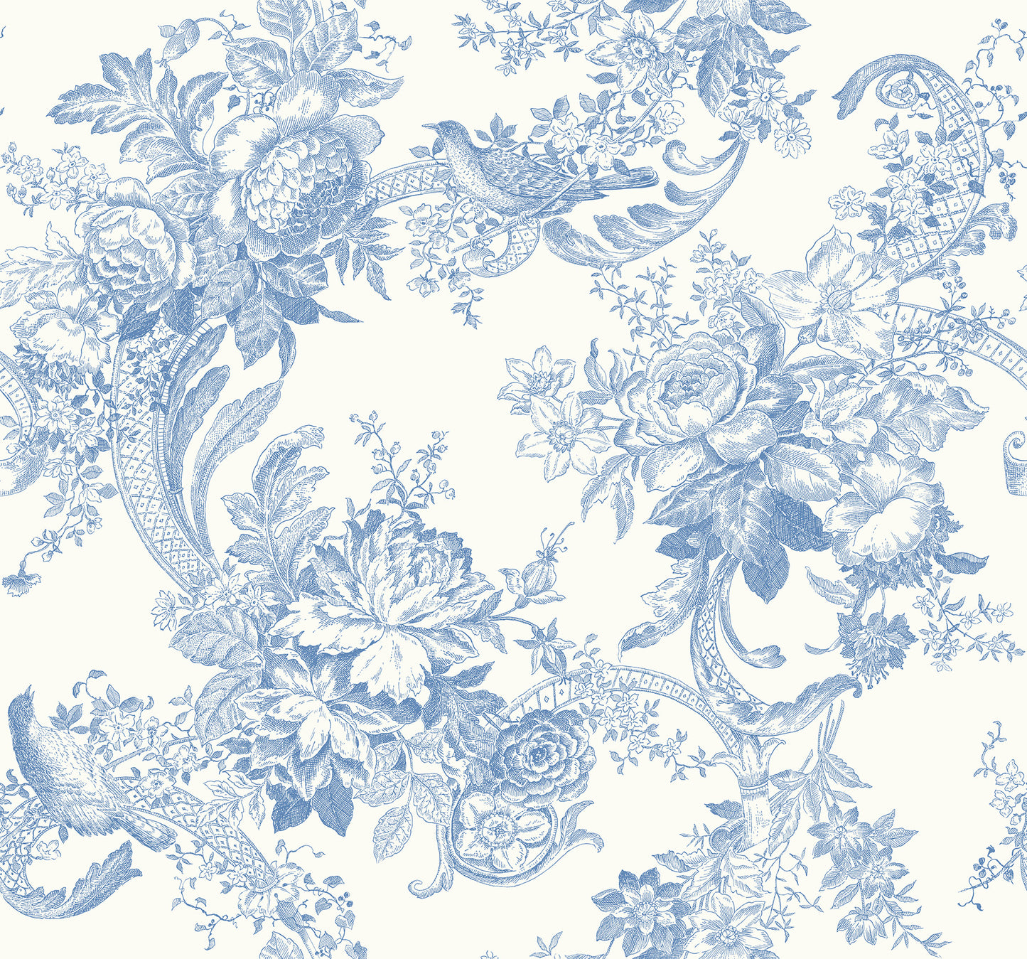 A-Street Prints Carmel Light Blue Baroque Florals Wallpaper, 27-in by 27-ft